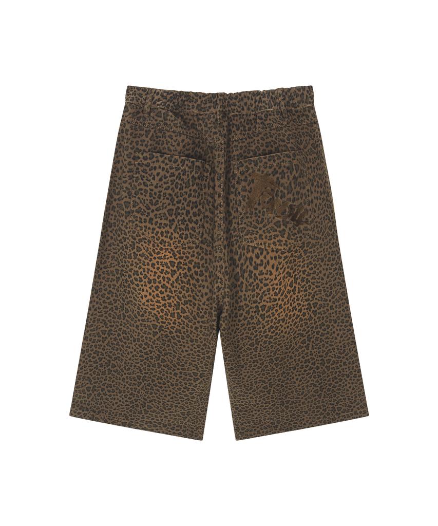 Tonsle Washed Leopard Bermuda Pants Brown