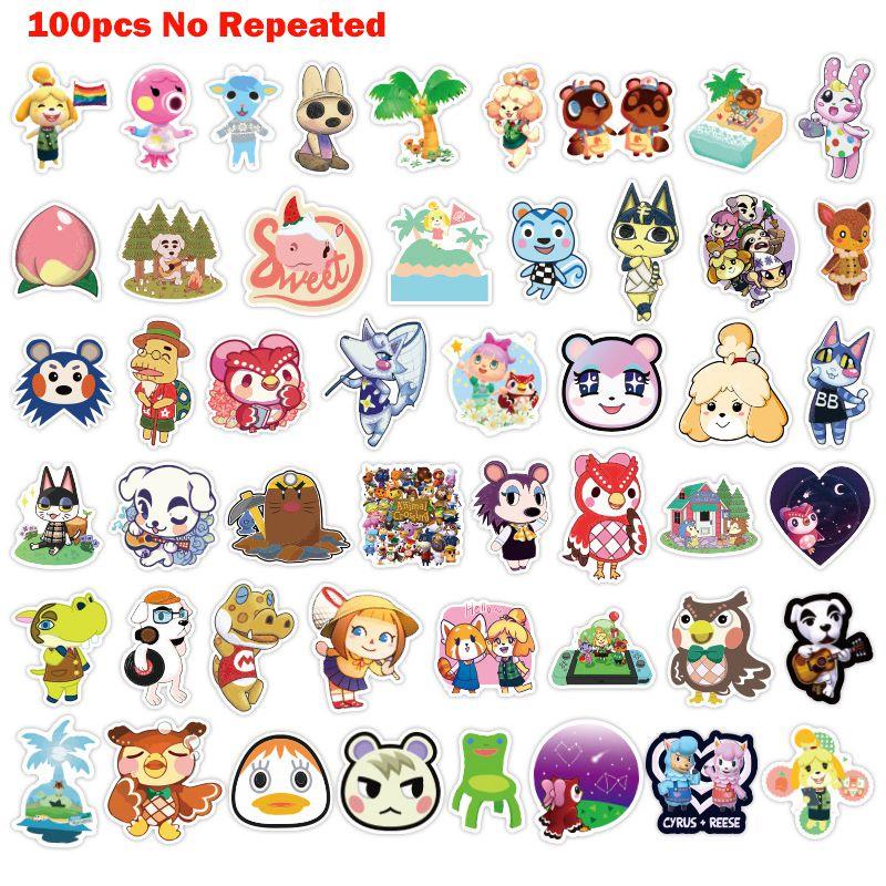 Animal 100pcs Crossing Game Stickers Skateboard Fridge Laptop Bike Luggage Stick