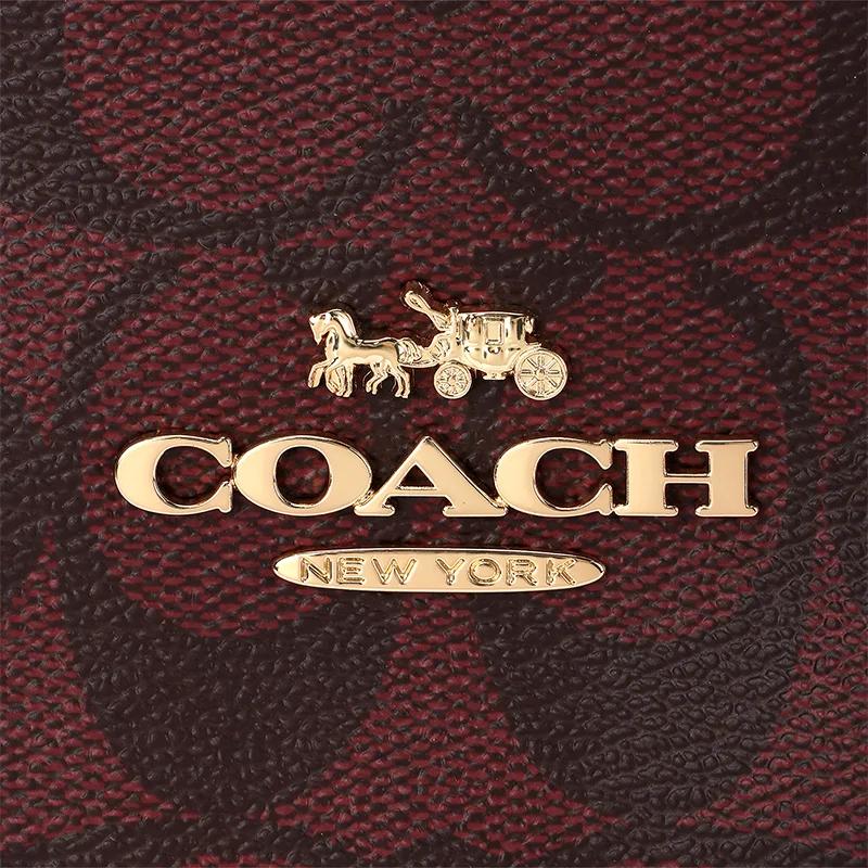COACH Payton Coated Canvas Smooth Leather Crescent Bag , Shoulder Bag , Handbag , Shoulder Bag Large Women's Dark Red (Unisex)