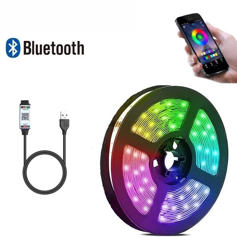 Tiras de Luces de Ambiente de Fondo RGB 5050 Color Bluetooth 5v Set de Luces TV Mesita de Noche Barra Luz de Ambiente Decoración de Iluminación
