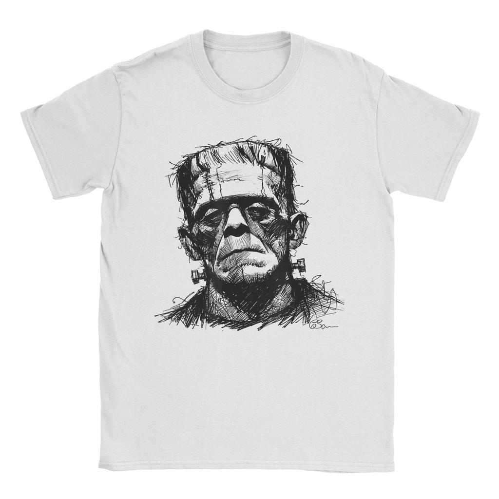 Universal Monsters Frankenstein Big Face T-Shirt Summer  Cotton T Shirts For Couple Popular Custom Tshirt Short Sleeve Top Tees