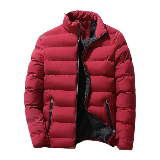 Men Parkas Solid Color Padded Stand Collar Long Sleeve Loose Thickened Autumn Winter Zipper Pockets Jacket Streetwear