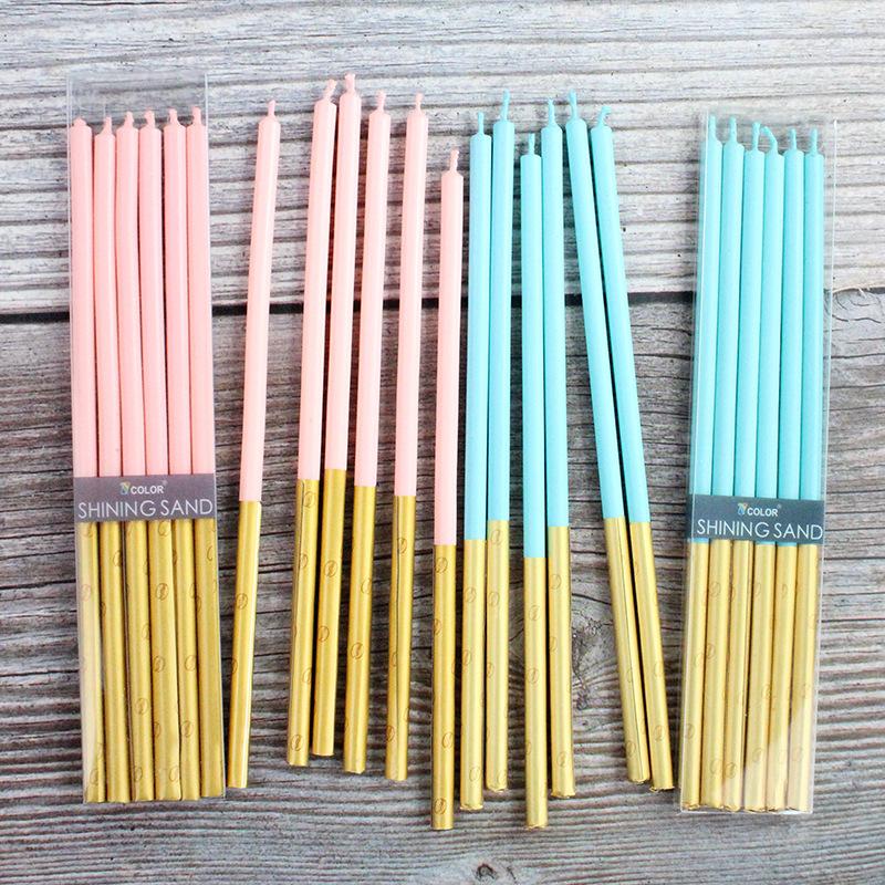 Birthday Decoration Slender Pencil Candle Small Fresh Blue Pink Creative Romantic Wedding Decoration Props