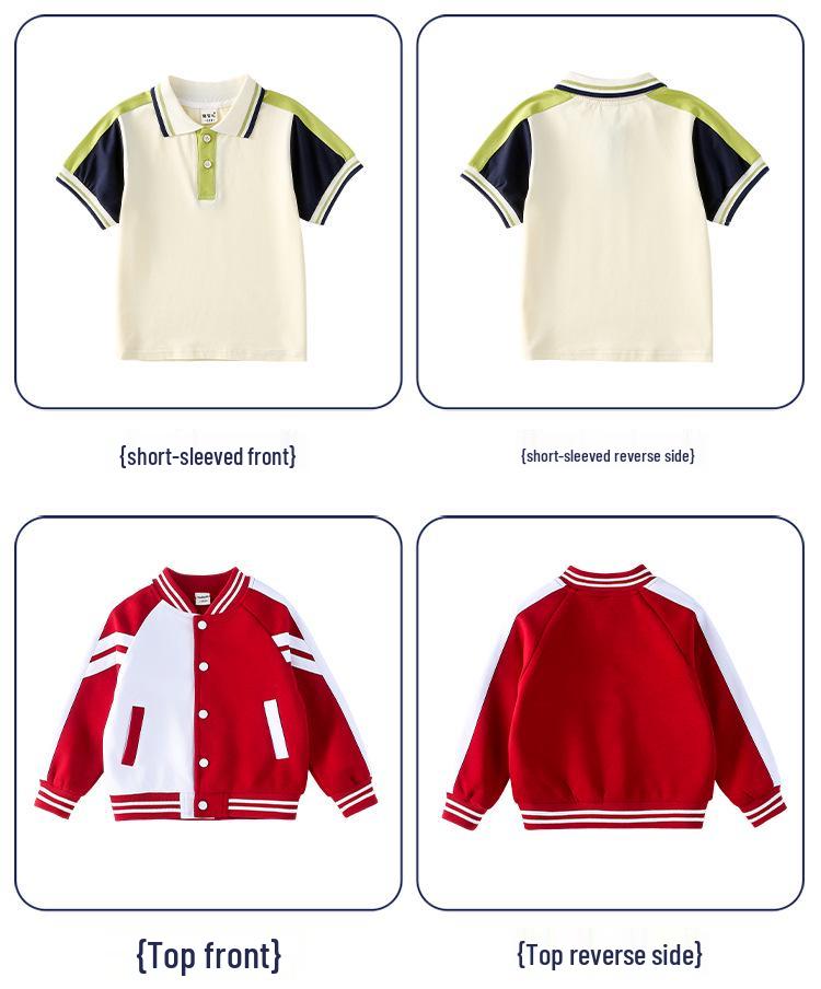 Gray and Wine Red Spring/Autumn Kindergarten & Elementary School Graduation Sports Uniform