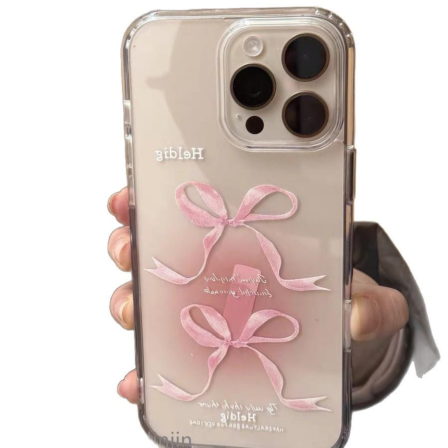 Sweet Pink Bow Transparent Hard Case for iPhone 16 Pro/17 Pro Max