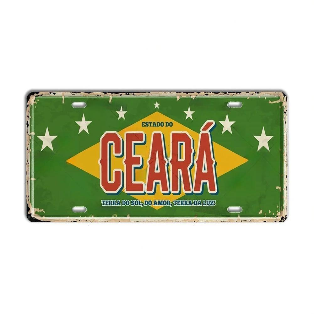 HD Metal Tin Sign Vintage Brazil Cities License Plate Style Retro Wall Art Decor for Home Bar Garage