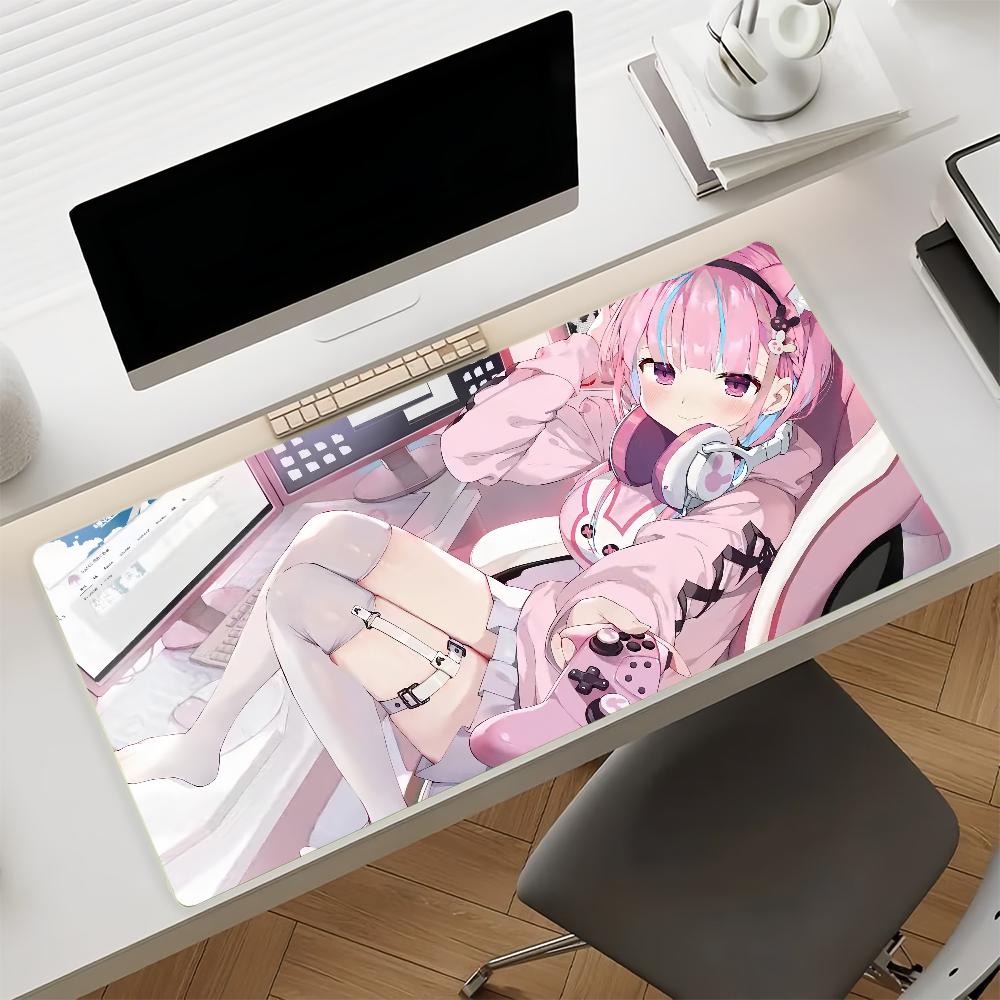 Vtuber Minato Aqua Anime Gaming Mouse Pad Antislip Rubber Base Large Pc Keyboard Laptop Desk Mat For Office Student Home