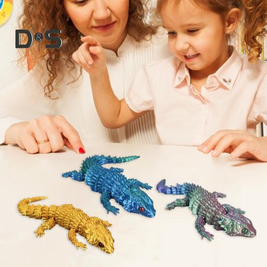 3D-Eidechsen-Simulationsmodell, Action-Spielzeug, Desktop-Dekoration, realistisch aussehende, leuchtende Farben, Tierthema, Eidechsen-Zappelspielzeug, Fotografie-Requisite