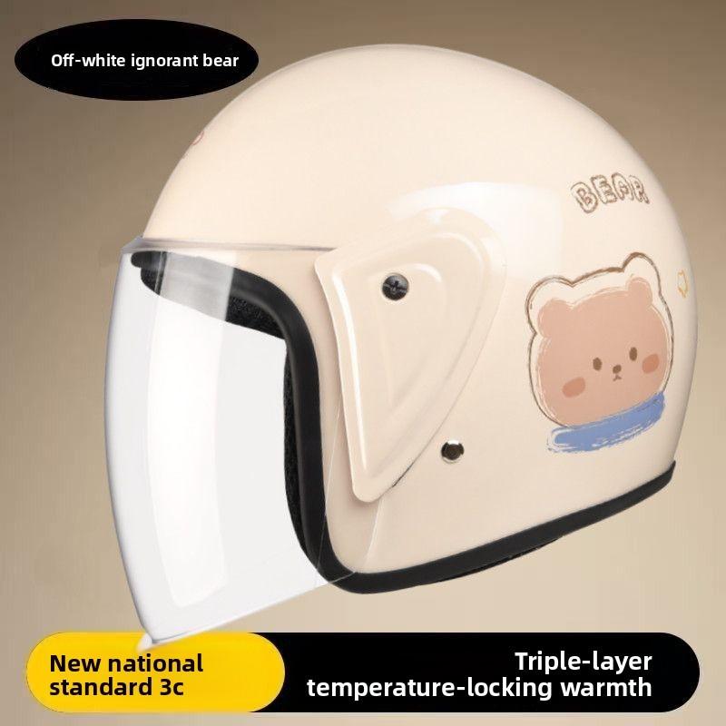 3C Certified Electric Motorcycle Helmet Winter Warm Anti Fog Lightweight Unisex Half Helmet for Adults