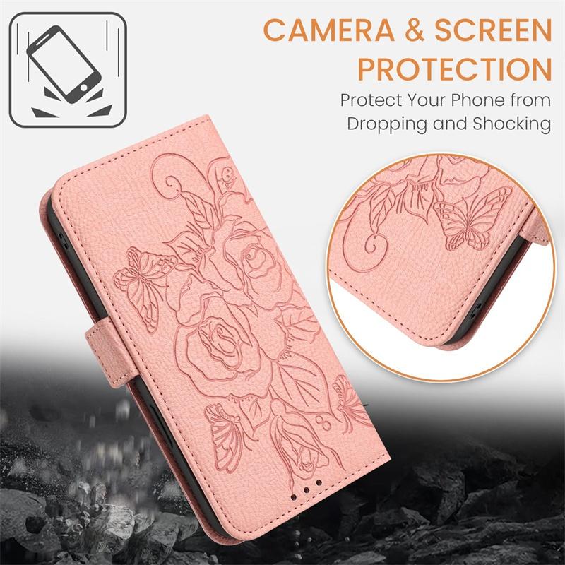 Flip Case for Xiaomi Poco F6 X6 Neo M6 Plus X7 Pro 4G 5G PU Leather Embossed Pocket Card Slots Stand Protective Cover Casing