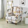 Stretch Print Wing Chair Cover Spandex Elastic Armchair Covers Europe Wingback Relax Sofa Slipcovers with Seat Cushion Cover