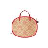 Gucci Star GG pattern herringbone raffia and leather handbag children's red/beige