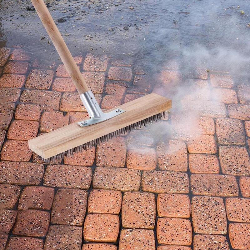 Spazzola Abrasiva in Acciaio Allargata Inossidabile Erba Muschio Scopa Metallica Strumenti di Pulizia Multifunzione Portatili Pavimento Giardino Pulitore Muschio