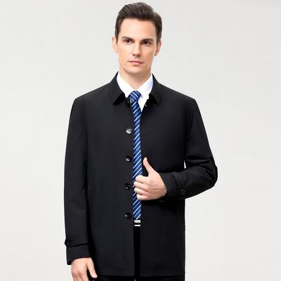 Business Men's Lapel Executive Jacket Spring New Commuter Middle-aged Windbreaker Mid-length