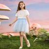 ASK JUNIOR Girl's Short Sleeve T-Shirt with Puff Sleeves and 3D Bow