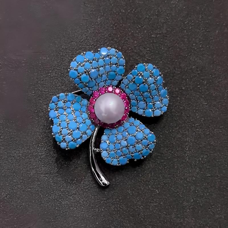 Ethnic-style Clover Brooch, High-end and Elegant Four-leaf Clover Pearl Brooch, Exquisite and Light Luxury Pin