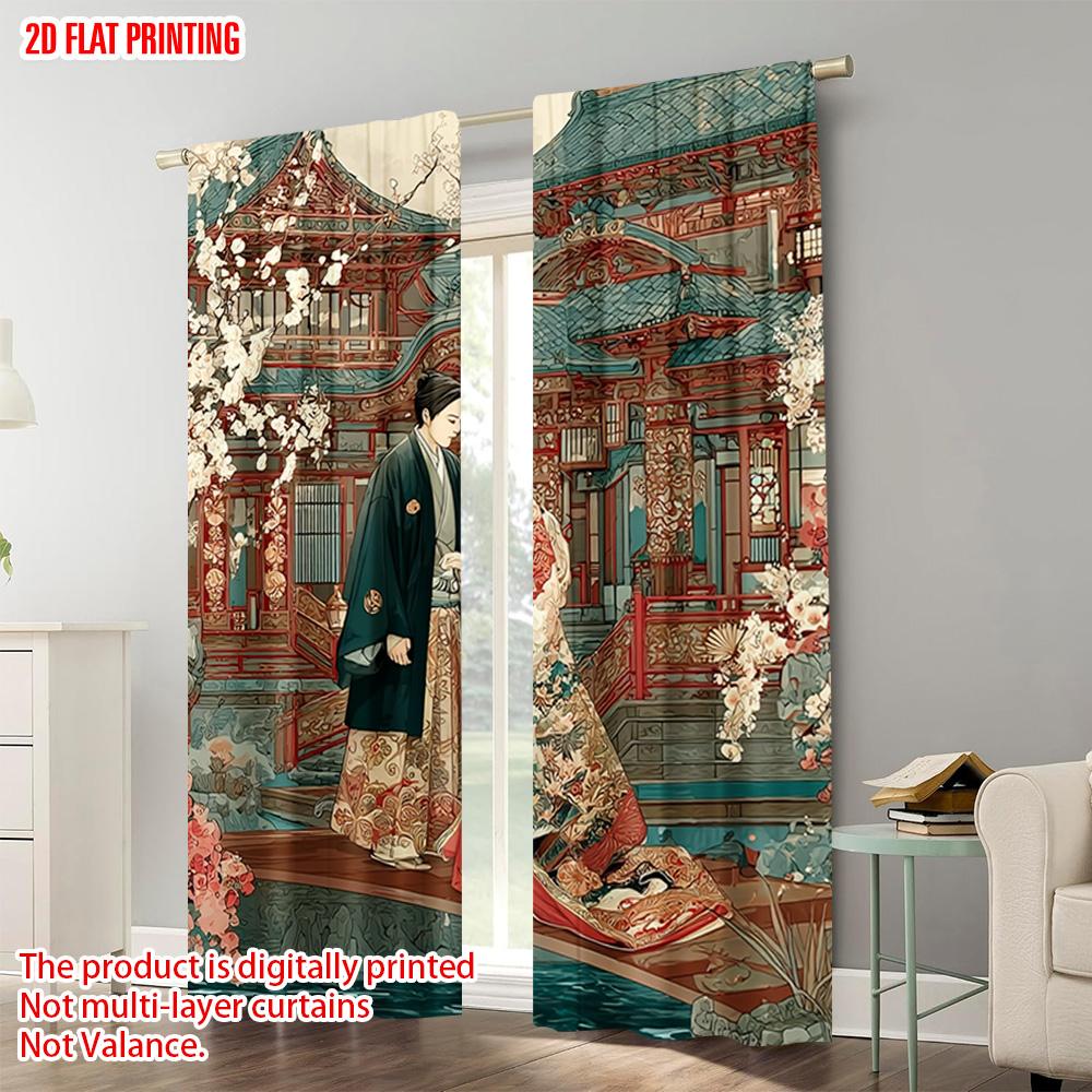 2pcs   plane printing Curtain Popular Men's and women's kimono 100% Polyester (without rod) Outdoor Decorations Use for Living