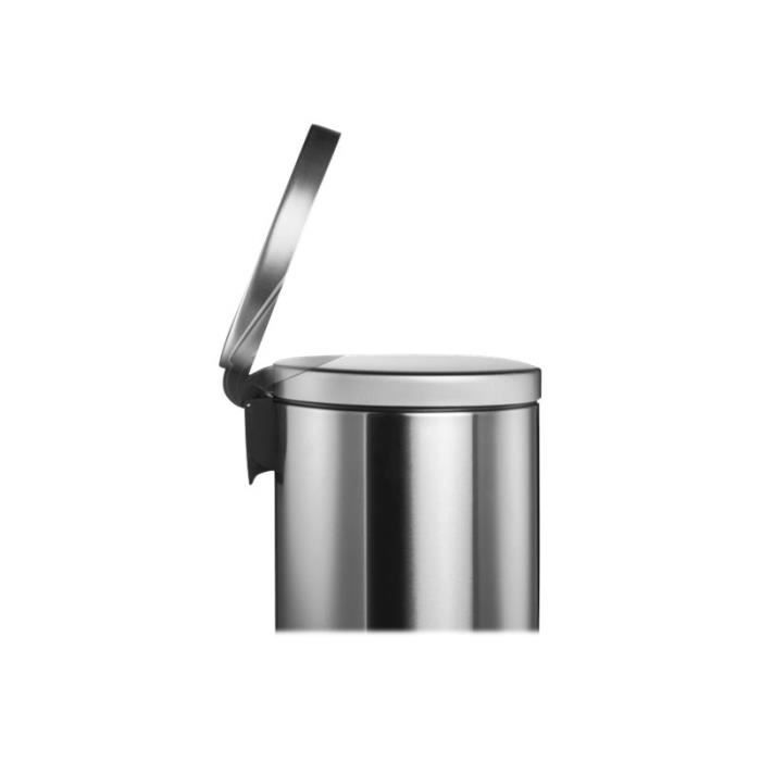 DURABLE Poubelle arrondi couvercle basculant 20 l pédale poignées inox argent métallisé