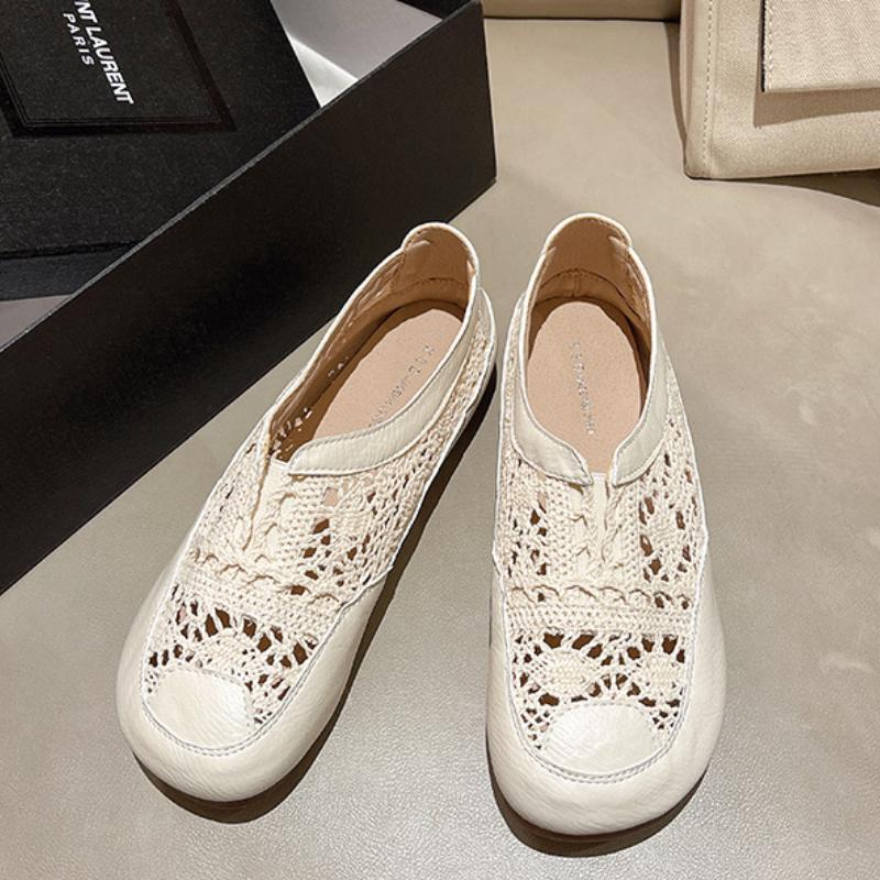 Ballerines à bout rond pour femmes, confortables, ajourées, chaussures plates de ballet, décontractées à enfiler, chaussures basses, chaussures de bureau, mocassins