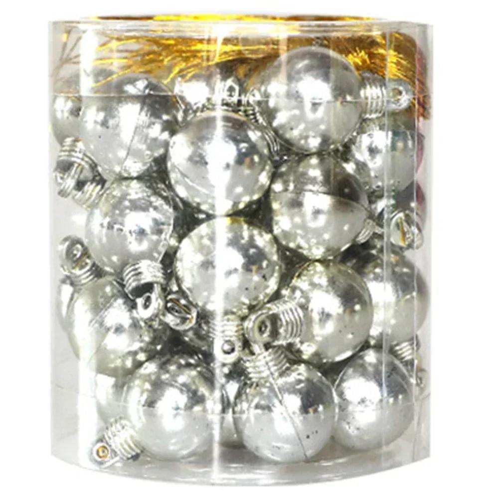 

48 шт. Рождественские шары, елочные украшения, блестки, 1,5 см, украшение, декор, елочные украшения, шары, подвеска для вечеринки серебряный