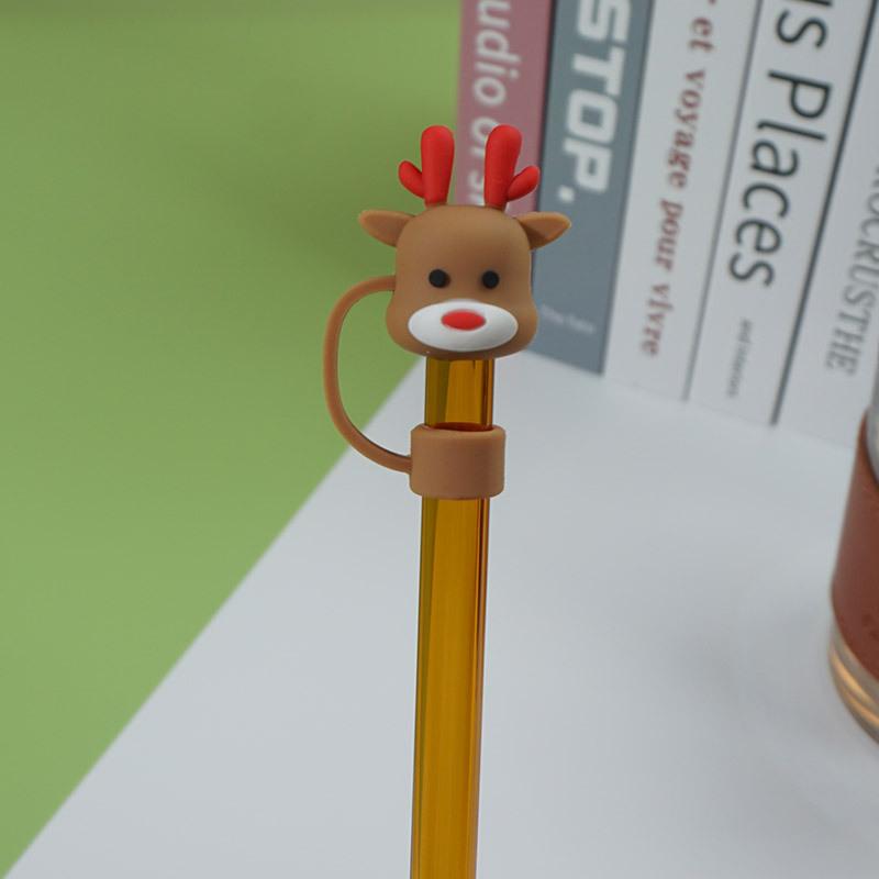 1Pcs 10mm Christmas Straw Covers Cap for Stanley Cup Tumblers Accessories Reusable Straw Cap Stopper for Straws Tip Lids
