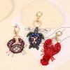 Rhinestone Lobster Beaded Pendant Pretty Hand Sewn Bag Charms Crab Shells Turtle Hanging Rope Patches Applique Bag Lanyard
