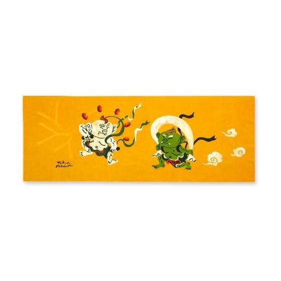 JIKAN STYLE Tenugui Hand Towel - Billiken-san & Fujin Raijin Design (Approximate. 34x90cm, 100% Cotton)