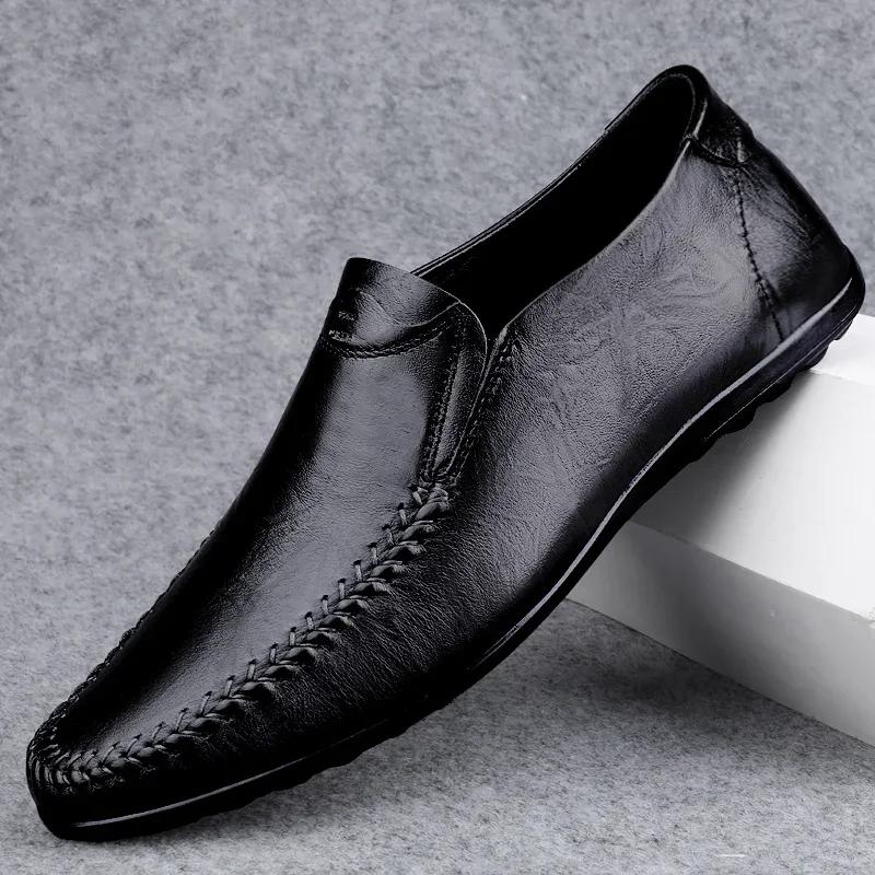Fashion All-match Walking Men's Shoes High-end Handmade Genuine Leather Men Loafers Italian Flats Luxury Brand Light Mens Casual Shoes