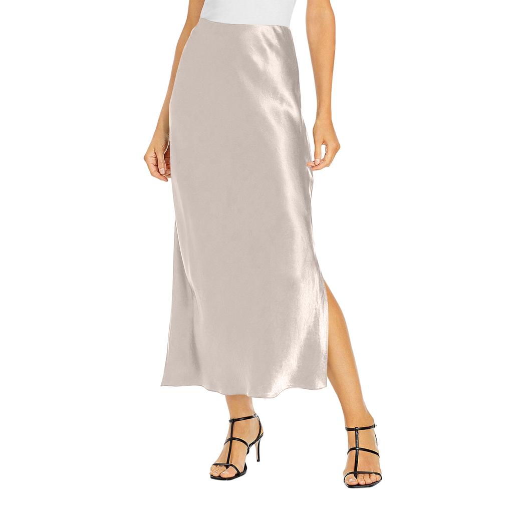 Women's Color Hip Hugging High Waist Slit Skirt