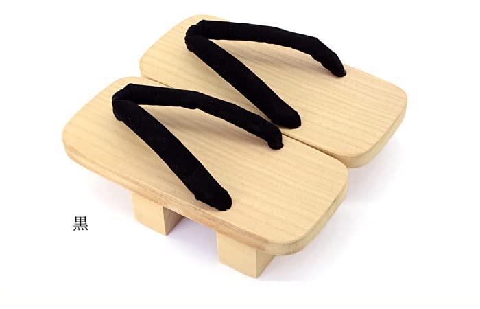 Takeharu Size Made in White Mikamo Paulownia Black Men's Two-Tooth Geta, M, Black, Japan, Wood, Geta, Komageta, Geta, Base,