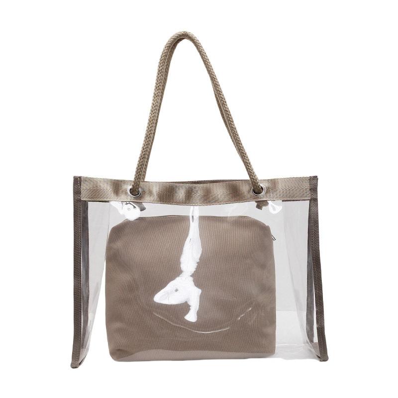 Spring and Summer Popular Transparent Large-capacity Bag Women's New Simple Fashion Trendy Jelly Shoulder Large Bag Casual Tote Bag