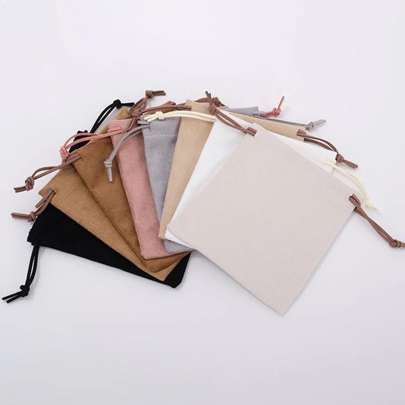 1PC Soft Suede Drawstring Bag Dustproof Pouch for Jewelry Clutches Electronics Storage Reusable Travel Bag Organizer