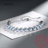 Created Round Blue Opal Stone Bracelets 925 Silver Chain Bracelets for Women Cubic Zirconia Fine Jewelry
