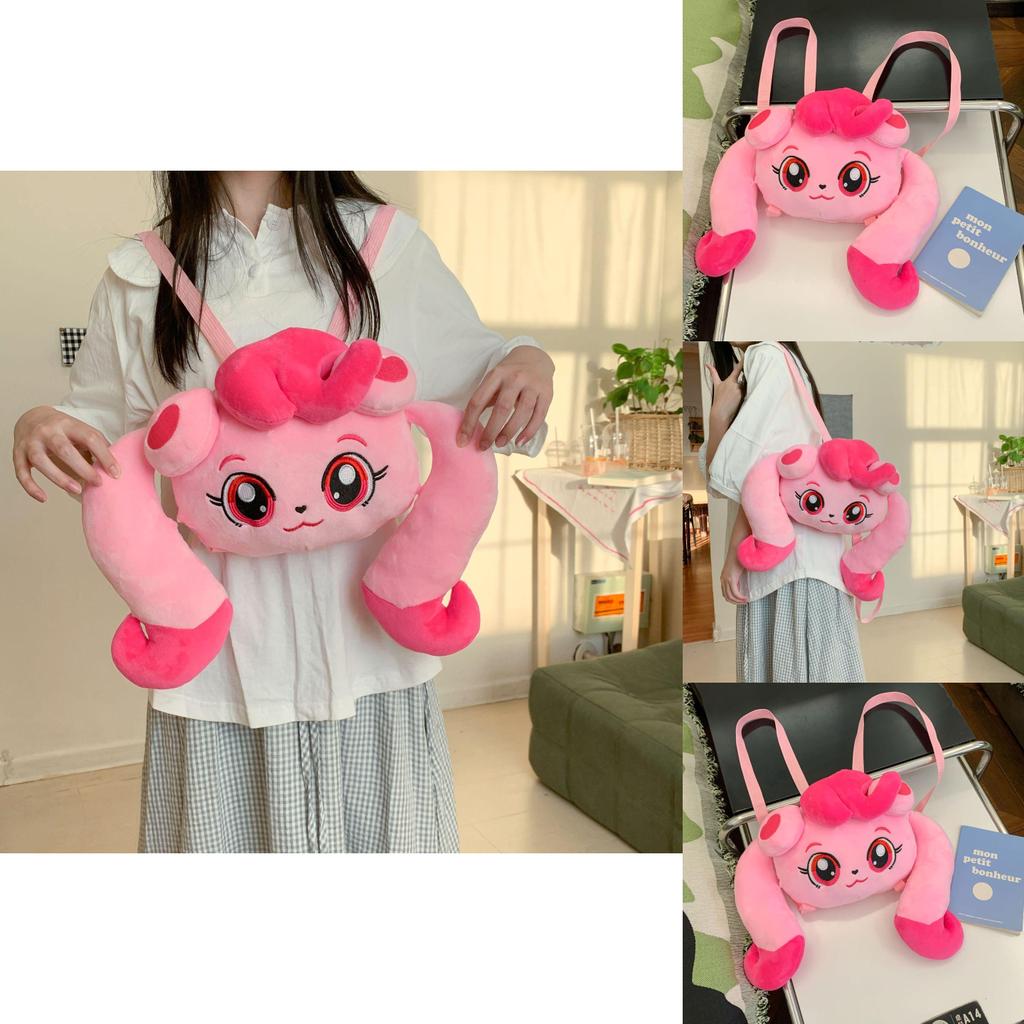 Girls Plush Pony Backpack With Zipper Closure For Daily Casual Use