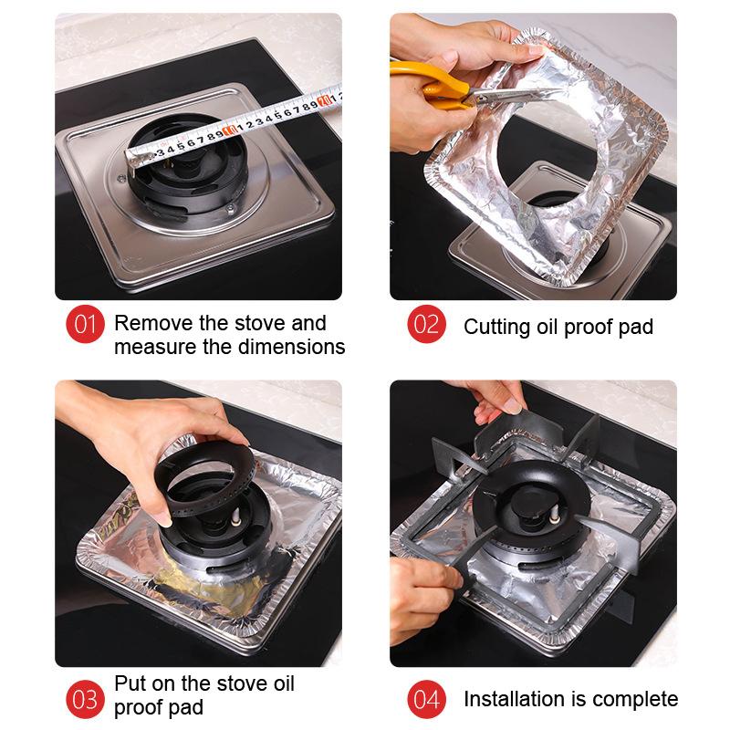 Set da 10 Pezzi Coperture in Foglio di Alluminio Spesso Protezione Anti-Olio per Fornello a Gas Copertura Protettiva Pad Pulizia Resistente Parti per Pulizia Cucina