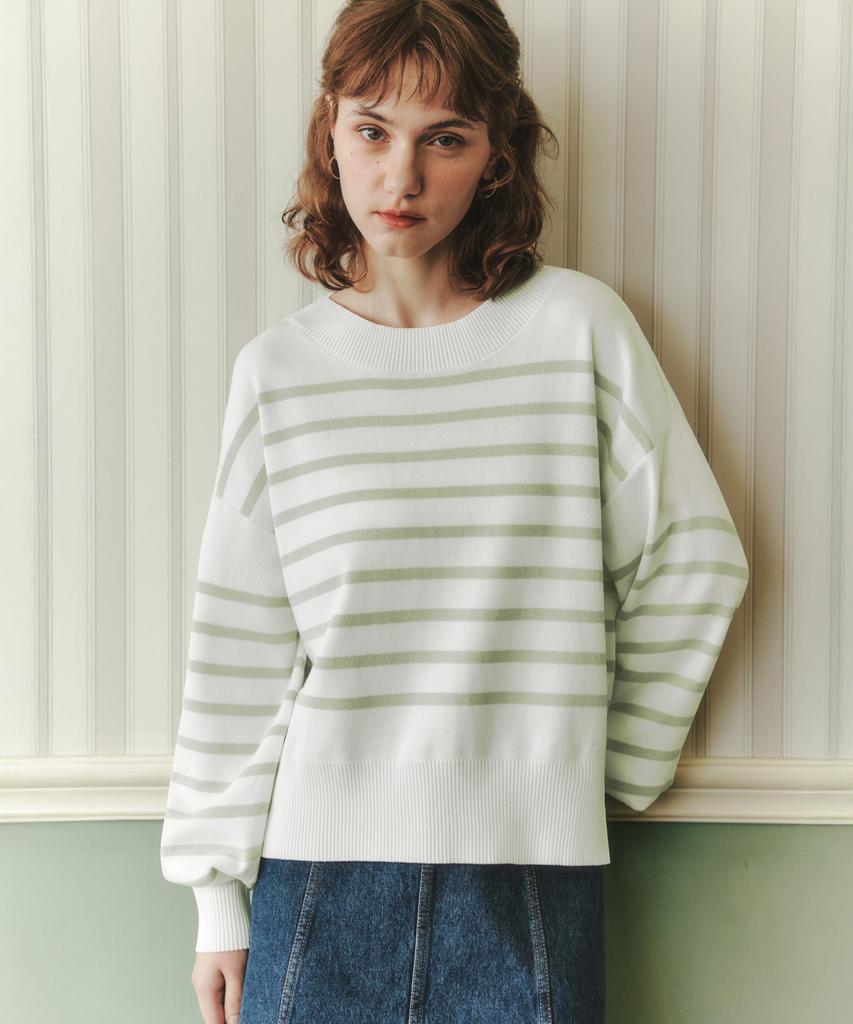 ZEROSTREET [3 Colors] Striped Round Neck Knit