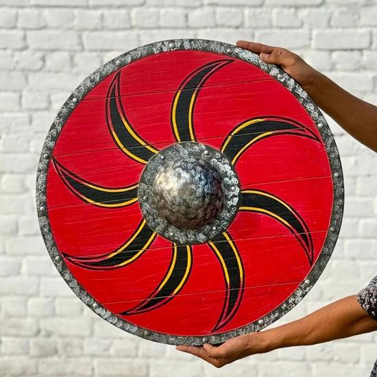 60.96 Cm Medieval Wooden Viking Shield Wall Decor, Wood Wall Art, Handmade Home Decor, Fathers Day Gift For Him