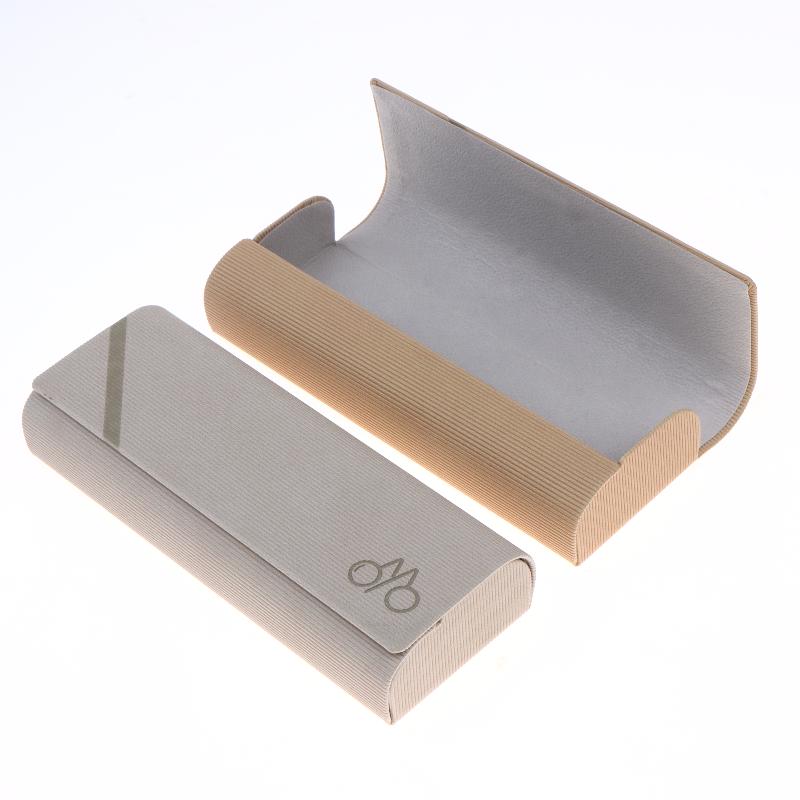 Striped Leather Eyeglasses Case Minimalist Portable Stylish Spectacle Holder Box for Men Boys Students