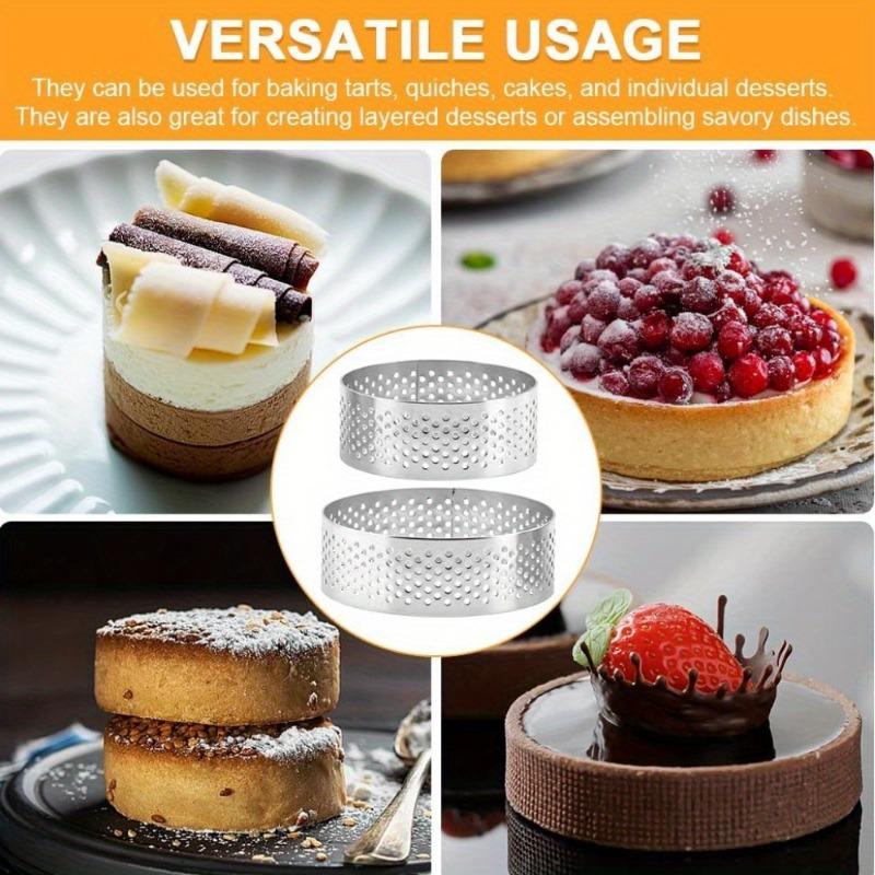 Non-Stick Perforated Tart Ring Set Stainless Steel Mousse Cake Mold Baking Tools for Dessert Decoration Kitchen Accessories