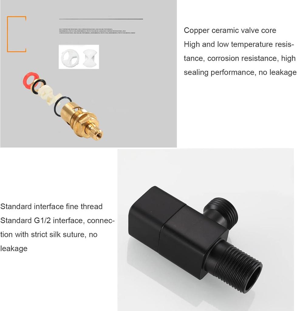 G1 2 Quarter-corner Square Chrome-plated Brass Angle Control Valve Black Bathroom Water Supply Accessories Suitable for Basin Shower Toilet