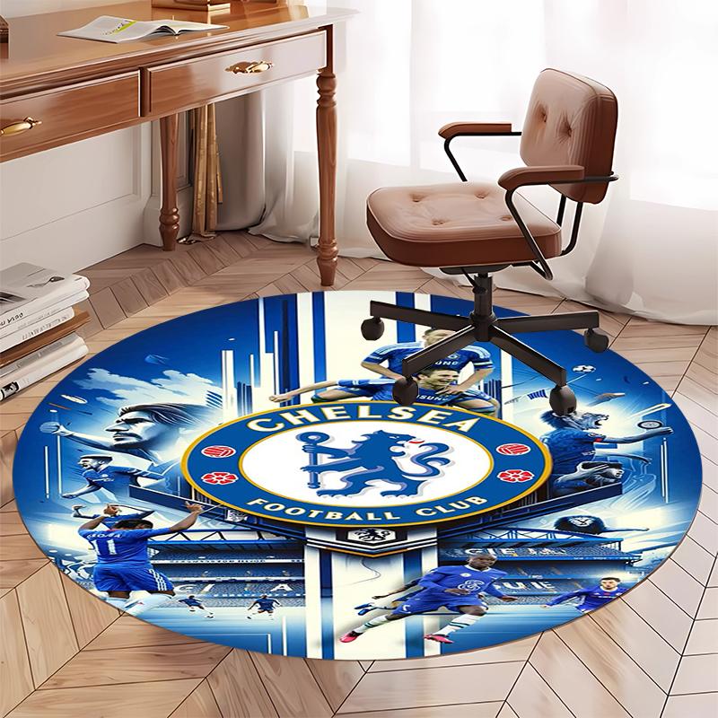 Chelsea Football Club Printed Round Rug Carpet Chair Rug Area Rug Entryway Doormats,for Office Chair Living Room Bedroom Kitchen Room.