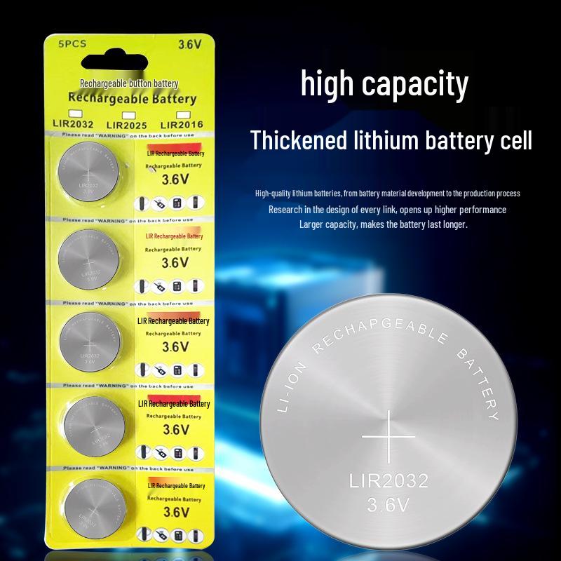 Rechargeable 3.6V LIR2032/2025/2016 Button Batteries for CR Car Key Remote Control