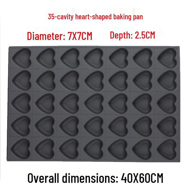 Commercial 35-Cavity Heart Glass Baking Pan