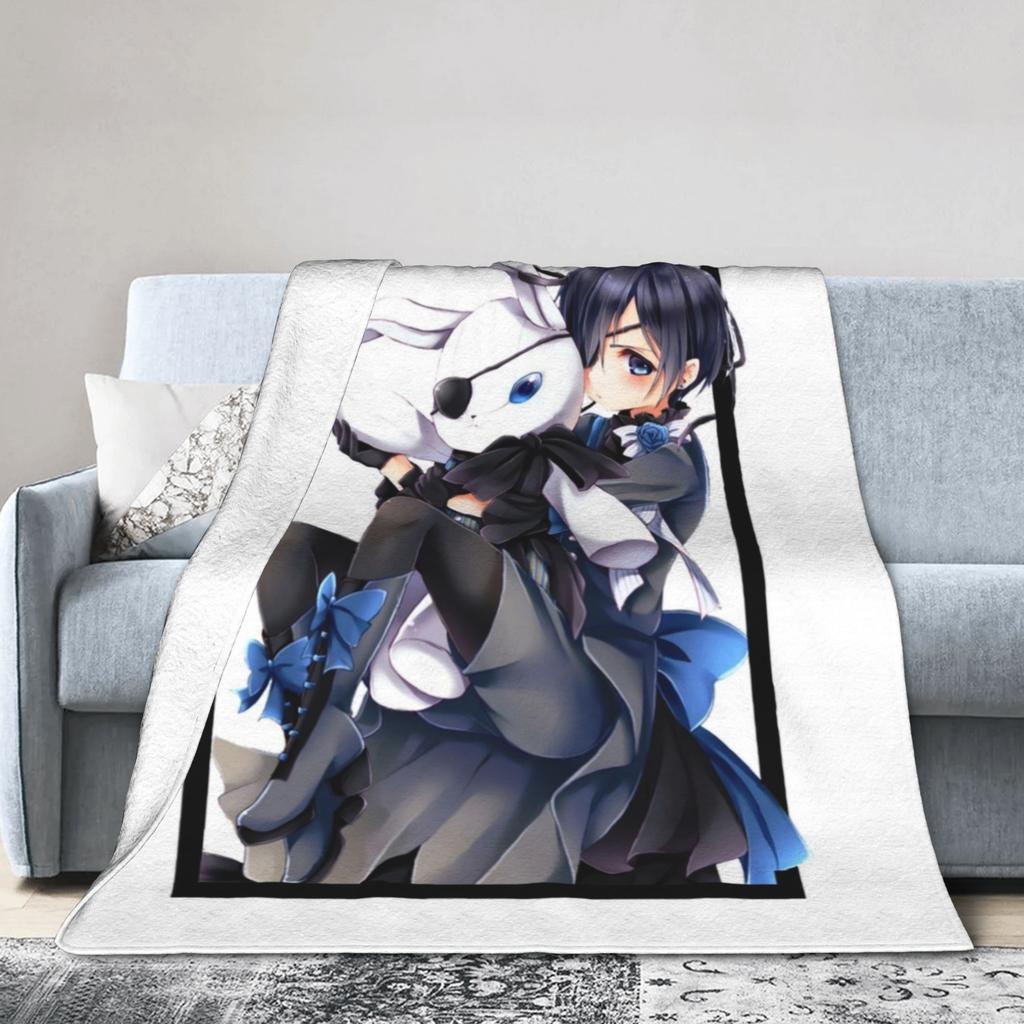 Sebastian Michaelis Ciel Flannel Blankets Blackbutlers Funny Throw Blankets for Home Hotel Sofa 150*125cm Bedspreads