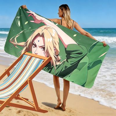 Tsunade Battle Art Print Beach Towel, Large Soft Quick Dry Towel for Beach Camping Swimming