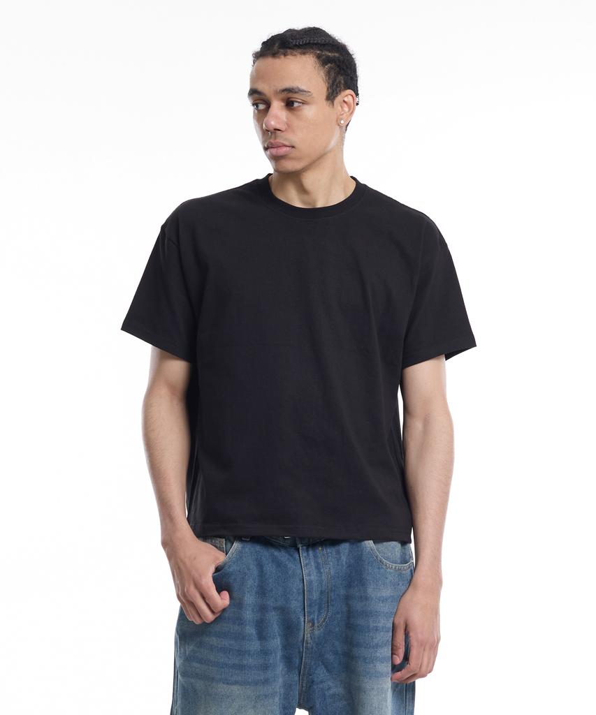 CREAM SODA LAB Men'S Standard Fit Cropped Short Sleeve Tee Black