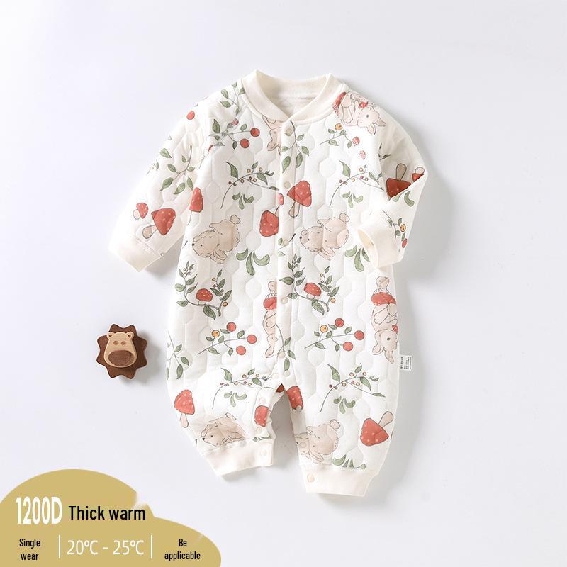 Quilted Baby Romper - Warm Air Cotton Winter Onesie for Newborns