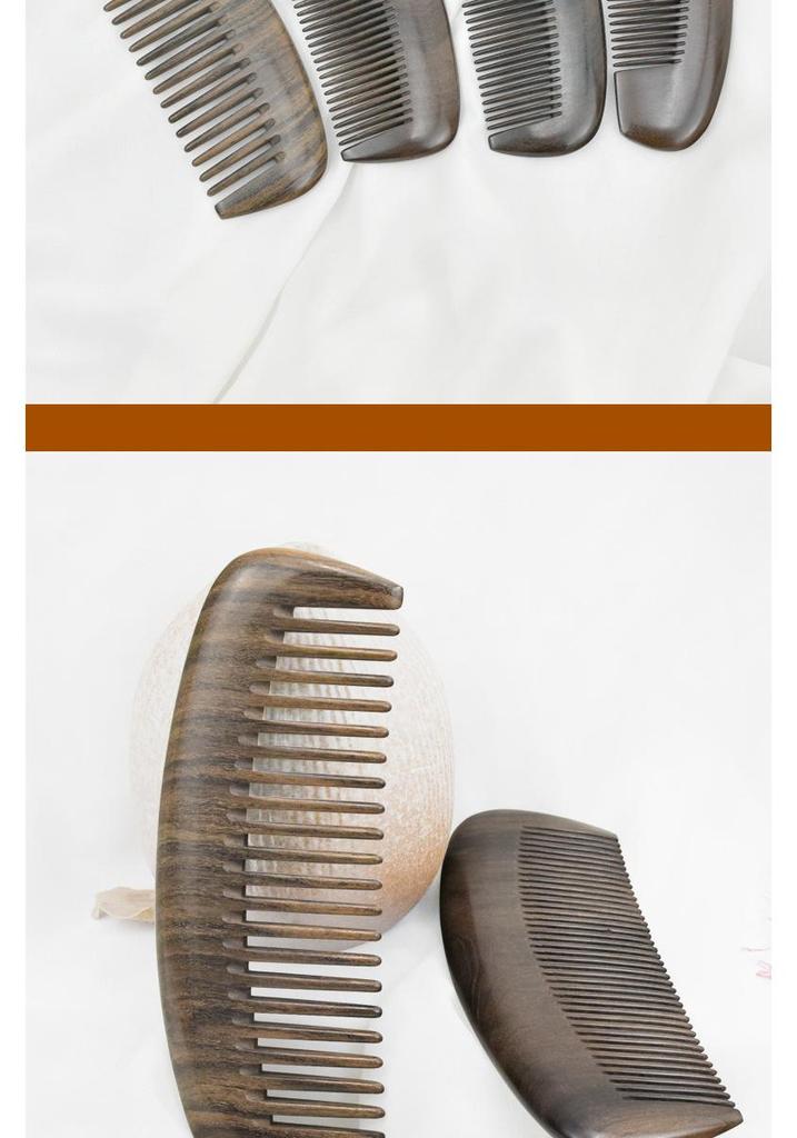 Moon-Shaped Solid Wood Comb for Men and Women – Deep Precious Treasure, Home Daily Use, Engraved Design