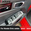 For Honda Civic   2024 Carbon Fiber Car Inner Door Window Lift Switch Button Panel Cover Trim Interior Accessories