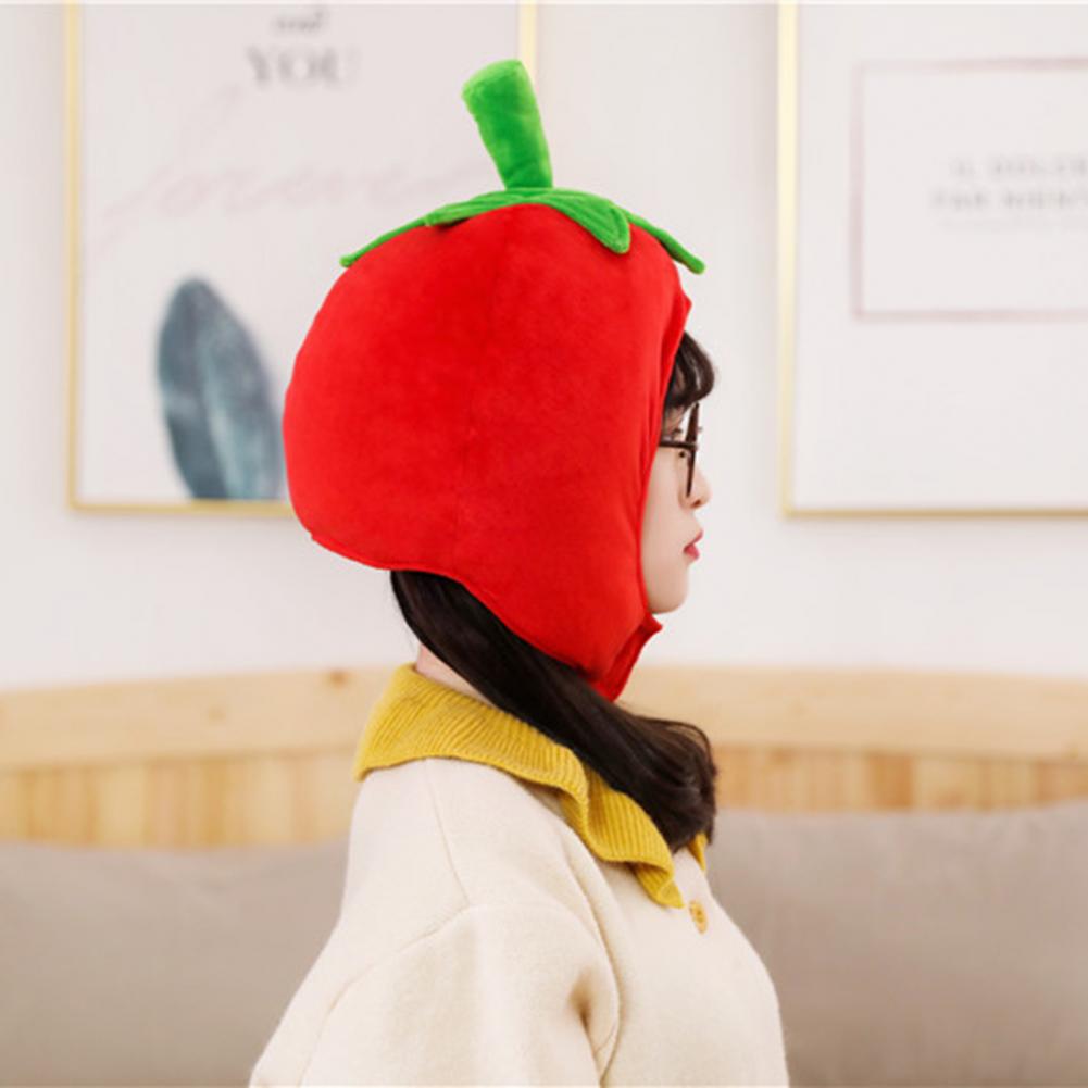 Süße Tomatenkopfbedeckung Cross-Dressing Früchte Plüschhut Weihnachten Halloween Cosplay Party Kostümkappe Winterkopfbedeckung Foto Requisite